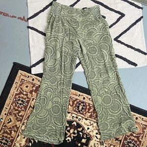 Three Dots Olive Green & Dark Green Wide Leg Pants